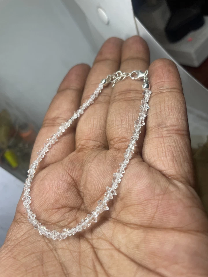 Collana Herkimer Diamante Quarzo Gemma Argento Sterling 925 + Bracciale Gioielli - Immagine 2 di 4