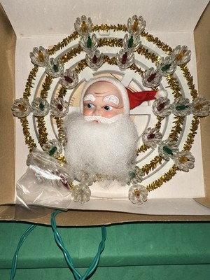 Yuletide Santa Holiday Plaque Rotating Lites Circa 1960's