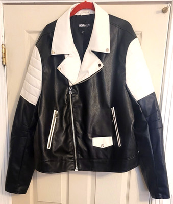 Nova men Black and White Pleather Coat, Size 2XL (XXL) - New without Tags!!