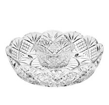Godinger Dublin Large 2 Piece Crystal Chip and Dip Server NEW in Box