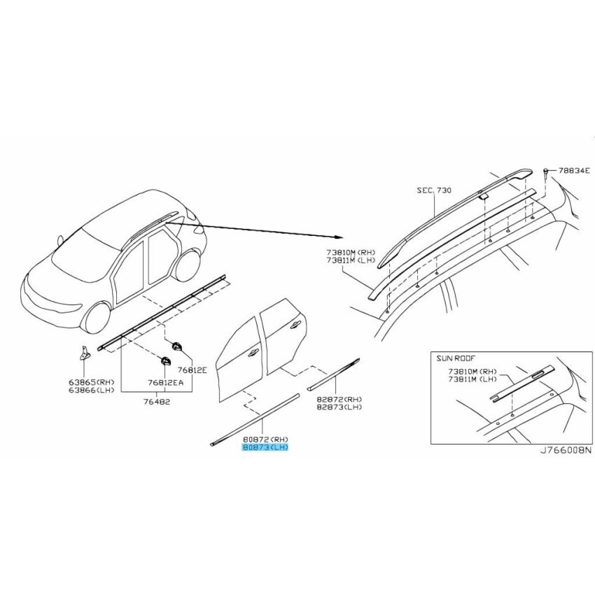 NISSAN MURANO 2009-2014 Genuine Moulding Front Door Left Side
