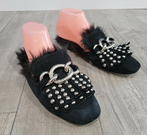Jeffrey Campbell Ravis Piel Sintética Tachonado Con Flecos encadenado mulas Mocasines 8 | eBay