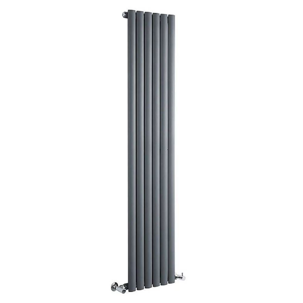 Anthracite Oval Tube Radiator Designer Vertical Heater 420mm x 1800mm 3912 BTUs