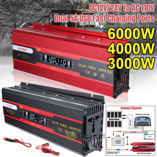 7000W 6000W Power Inverter DC 12V To AC 110V Pure Sine Wave Voltage Converter RV - Picture 4 of 105