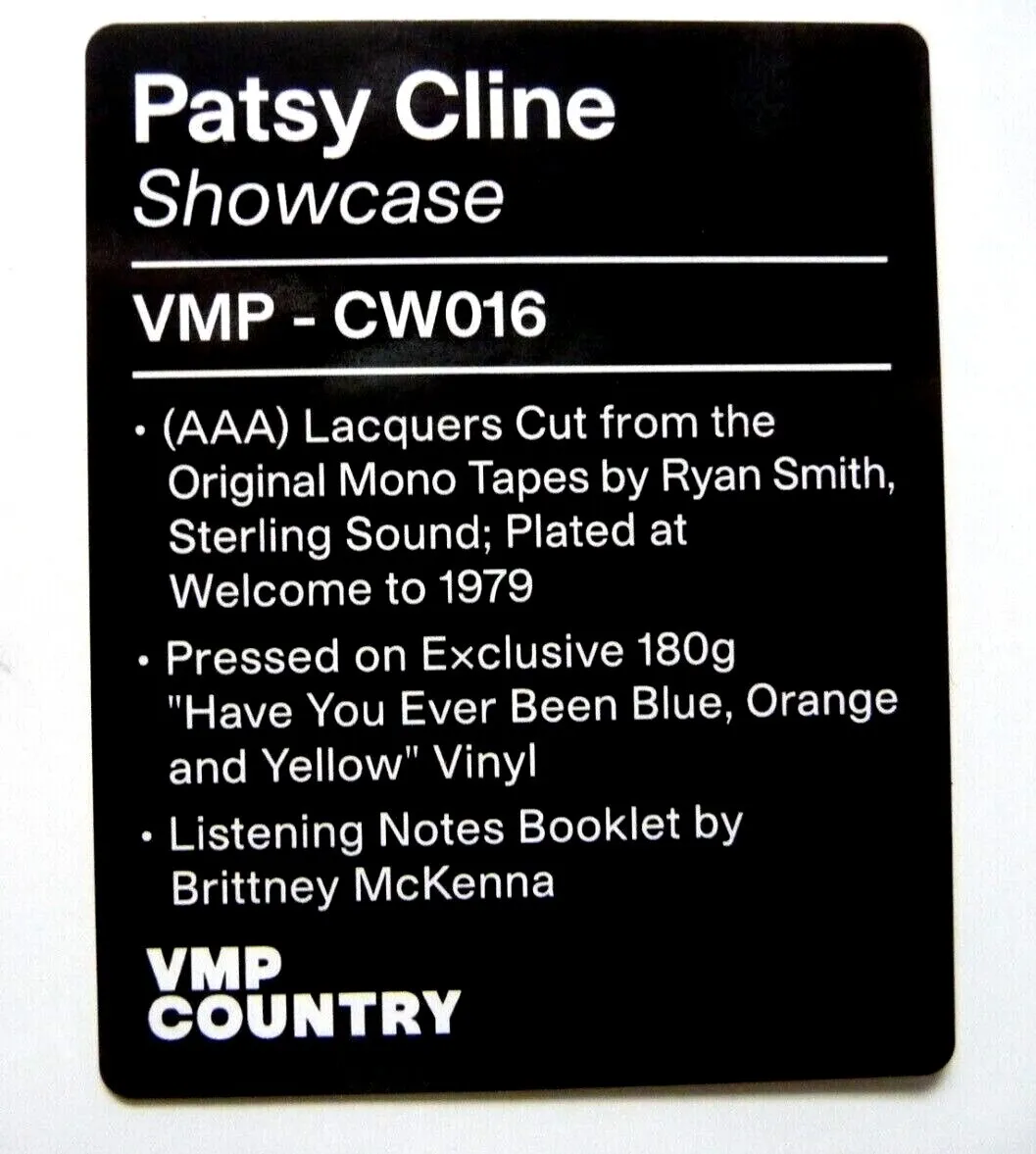 lav lektier kæmpe Hviske PATSY CLINE Showcase Vinyl Me Please VMP Country Blue Orange Yellow Vinyl LP  NEW | eBay