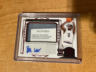 2022-23 Leaf Trinity - Blake Wesley - Red Laundry Tag Patch Auto #d 3/5