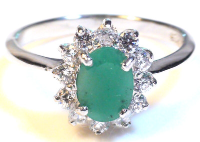 1,0ct NATÜRLICHER UNBEHEIZTER GRÜNER KOLUMBIISCHER SMARAGDRING 925 STERLINGSILBER.S-E 9,0.