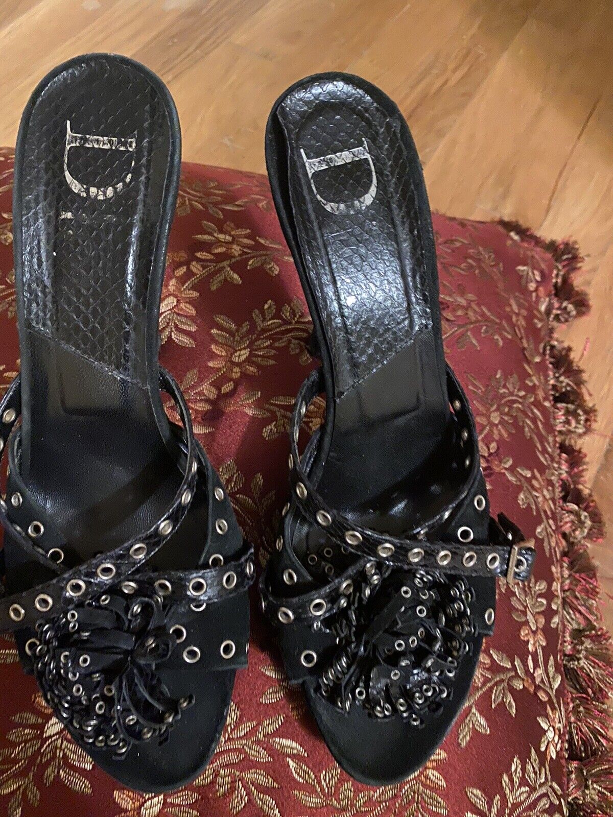 Christian Dior Studded Sandals Suede Black 39.5 - image 3