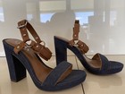 RALPH LAUREN Pump Heel And Open Toes Shoes With Denim And Cow Leather Size 6.5B