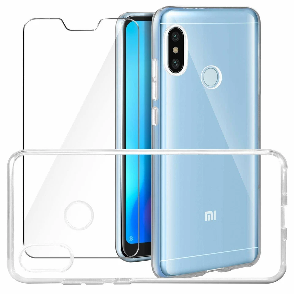 COVER CUSTODIA + PELLICOLA VETRO TEMPERATO PER XIAOMI MI A2 LITE TRASPARENTE TPU - Imagen 4 de 4