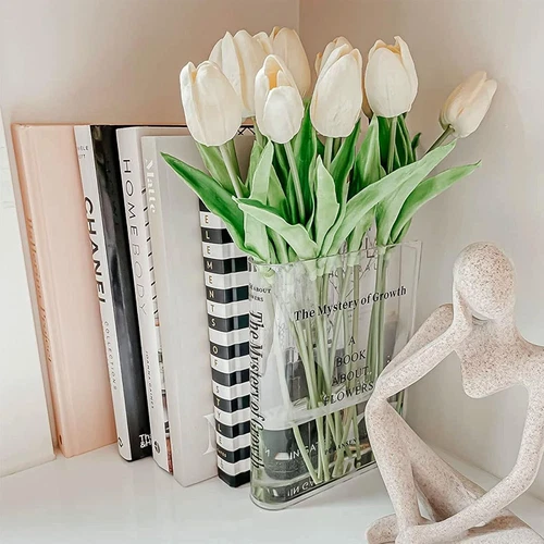 Klare Buch Blumenvase - Floral Bücherregal Dekor, Acryl Blume - Bild 3 von 8