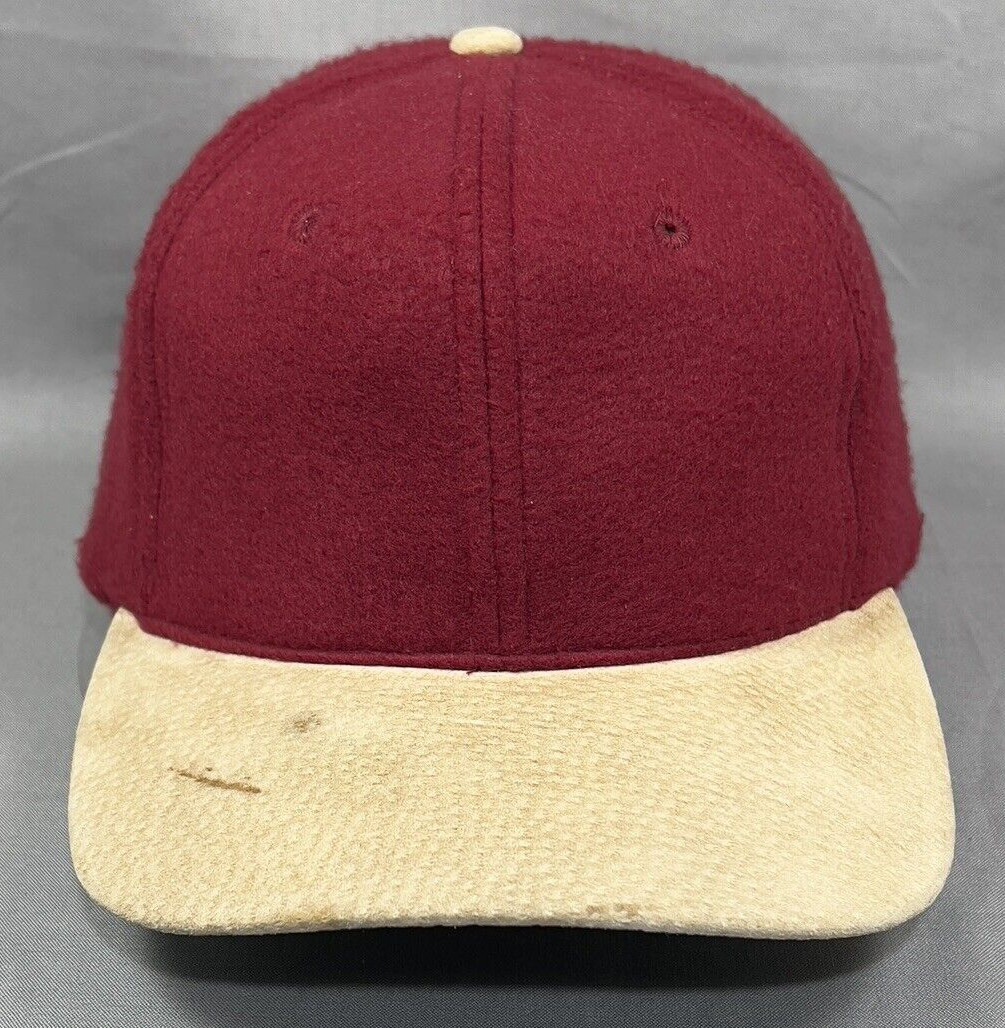 Vtg KC Cap Blank Plain Solid Strap Back Hat Burgu… - image 1