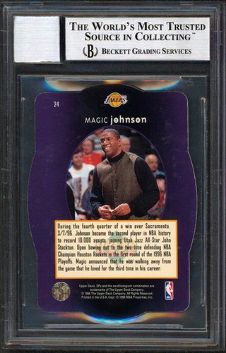 Lakers Magic Johnson Signed 1996 SPX #24 Card Auto Graded Gem 10! BAS Slabbed 2 - Picture 2 of 2