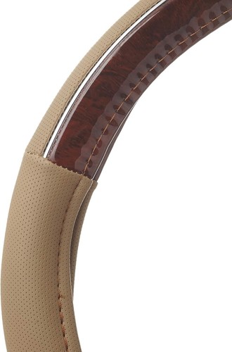 Steering Wheel Cover Wood Grain Chrome Line Fits 14.5" - 15.5" (M) - Picture 6 of 8