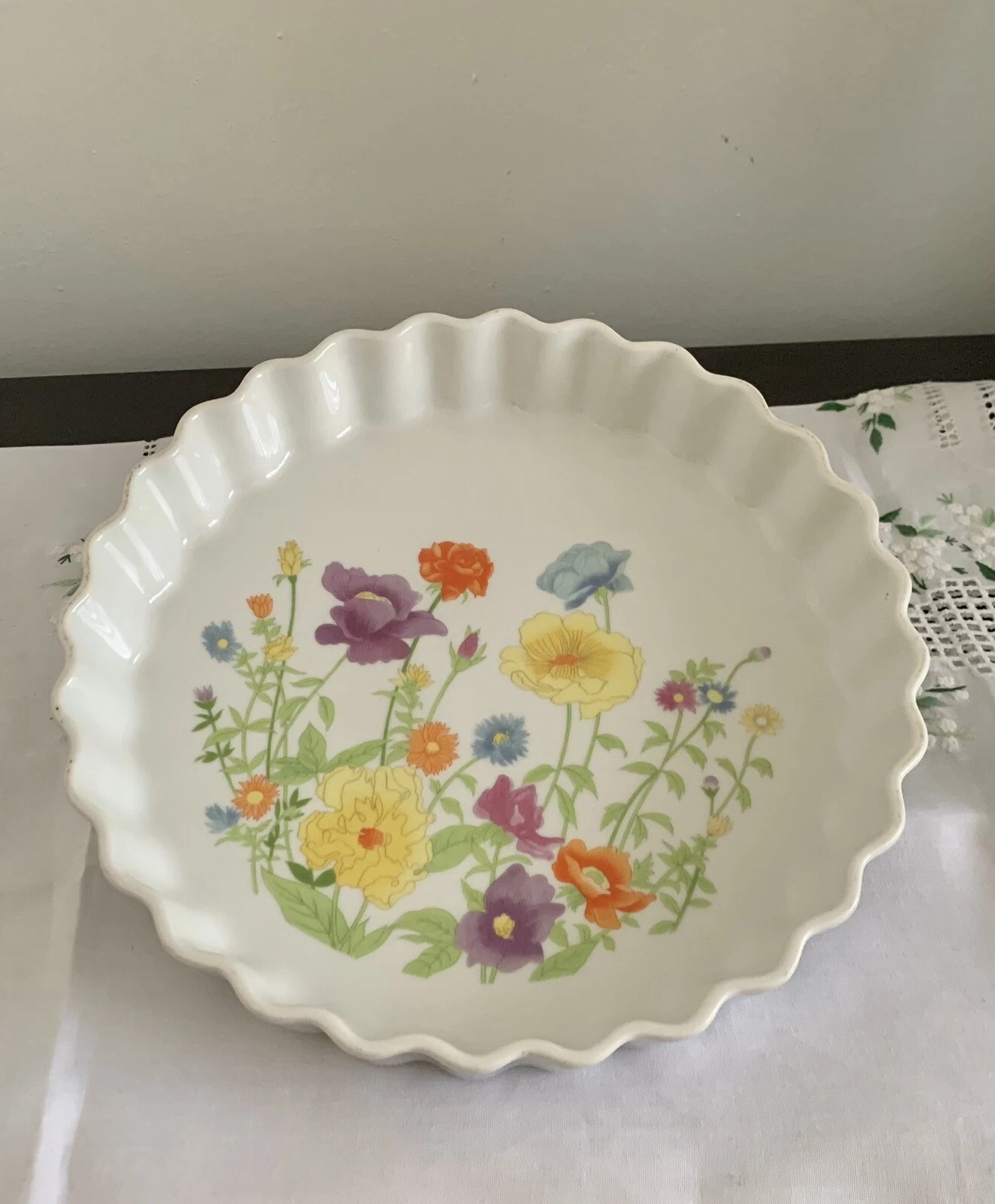 Vintage Gailstyn- Fleurette Pie baking Serving Dish 10in