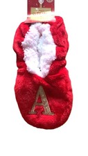 Ladies Girls Kids Alphabet A Red Gold Anti Slip Slippers Size 3/4 New