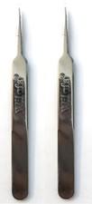 Lof of 2 Wilofa Eyebrow Tweezers Point Tip Tweezer Hand crafted Stainless Steel