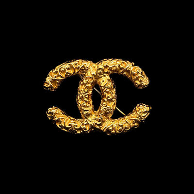 ［Chuchu_ ］CHANEL CCロゴ ブローゴールド系 CHANEL】☆CCマーク☆ ゴールド クリスタル チェーン ブローチ