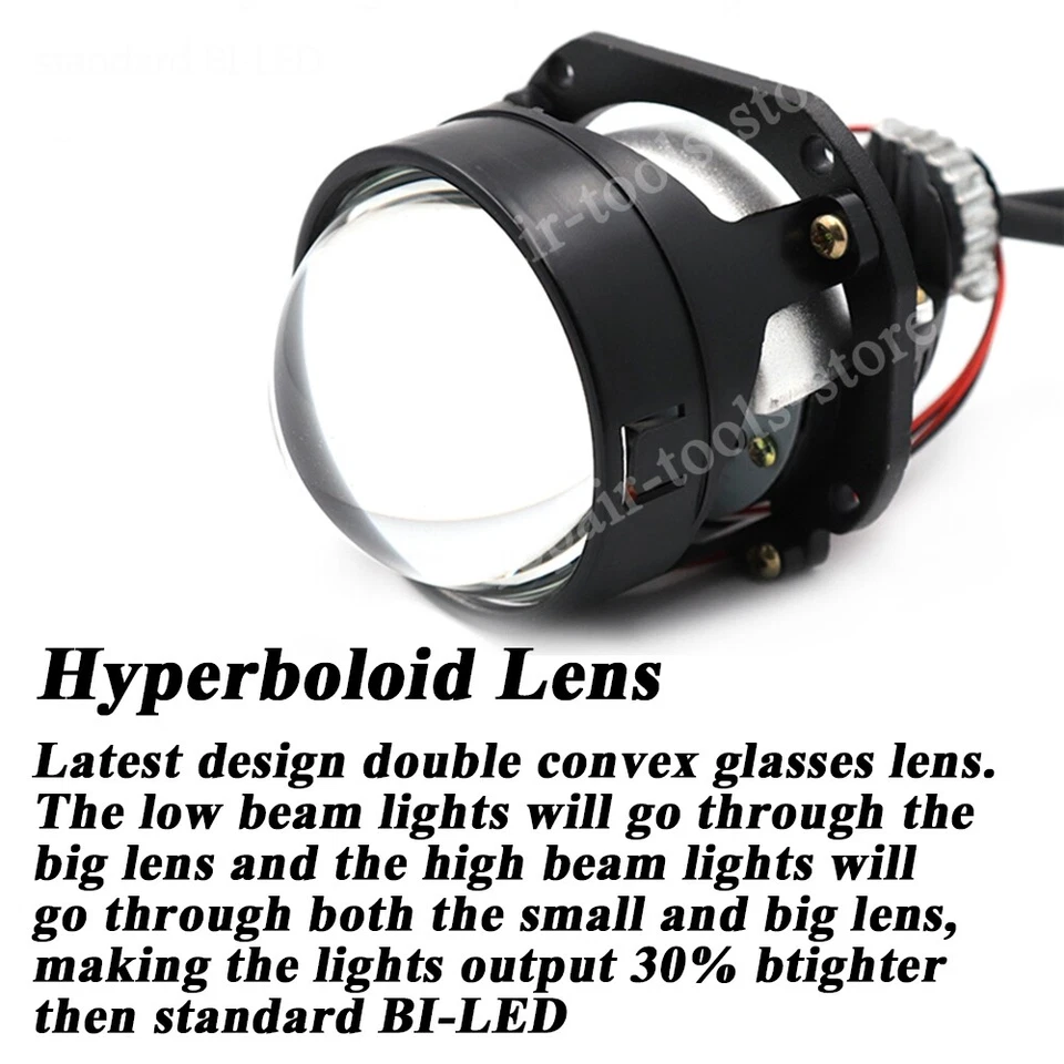 Faro 2.5 pulgadas Bi LED Proyector Lente + Fundas Plateadas 70W Retrofit Universal Foto 3 de 4