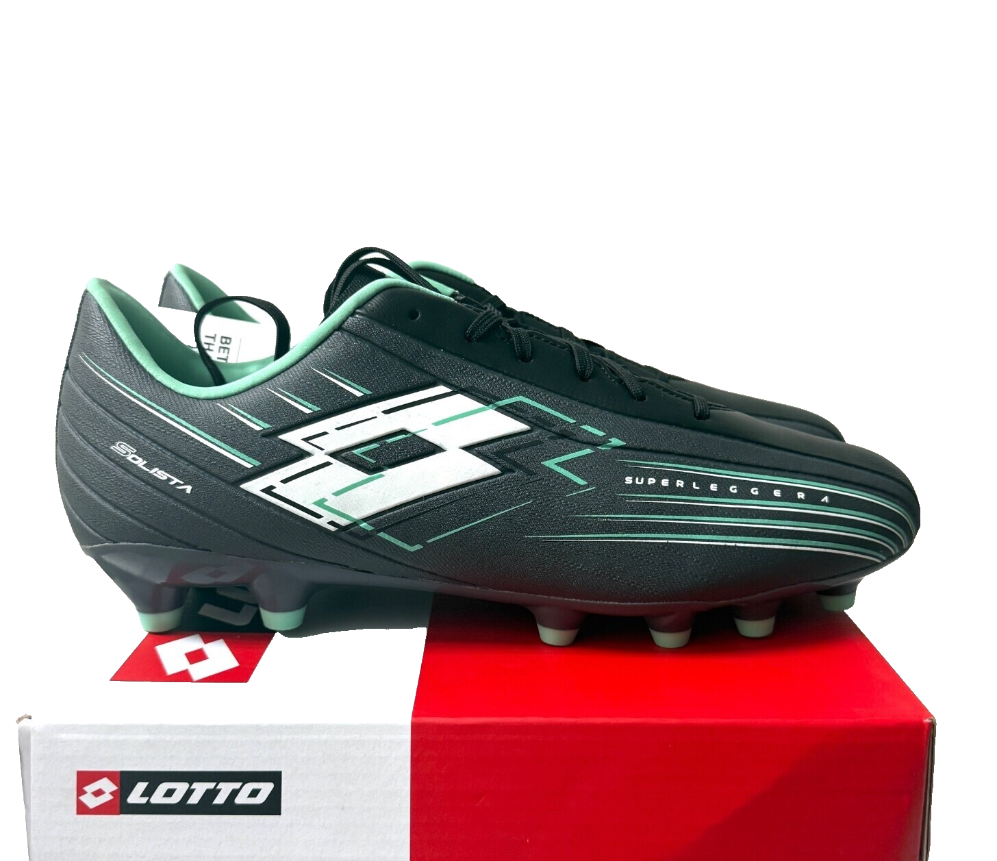 Lotto Solista 700 VIII FG Tacchetti Calcio Asfalto Bianco Tutto Nero Uomo Taglia 9 5