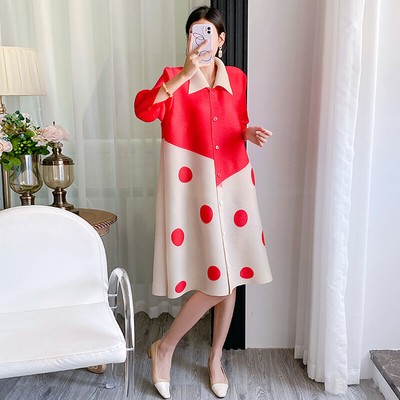 pleated dress 2025 new fashion polka dot shirt long skirt