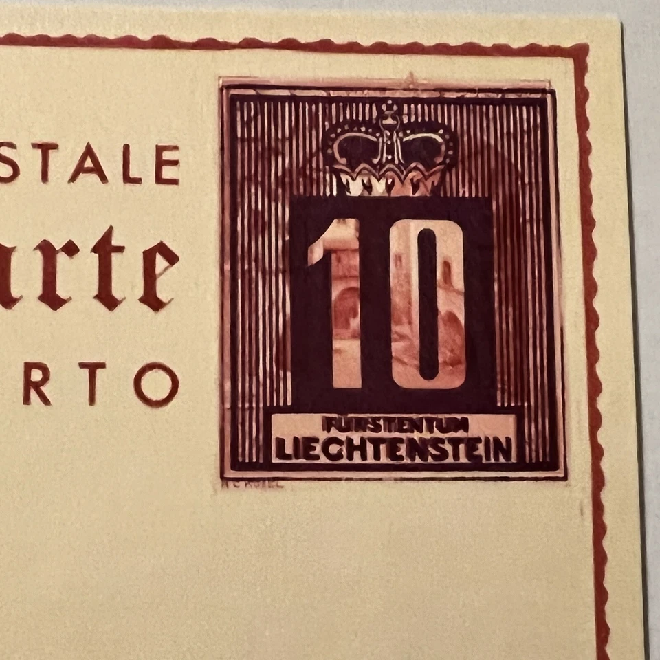 1930s FURSTENTUM LIECHTENSTEIN OVERPRINT UNUSED POSTAL CARD DORF ESCHEN VILLAGE - Image 2 of 4