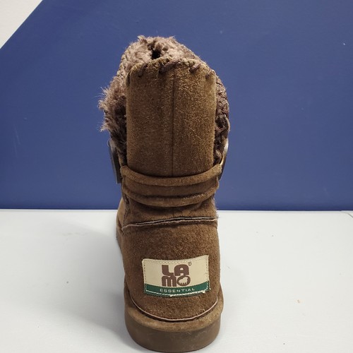 LAMO Winter Ankle Boots Womens Size 8 Brown Suede Whipstitch Faux Fur Pull On - Picture 8 of 12