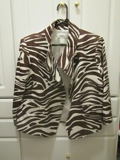 Neiman Marcus Exclusive Womens Size M Brown Cream Lined Blazer Jacket Silk Nice