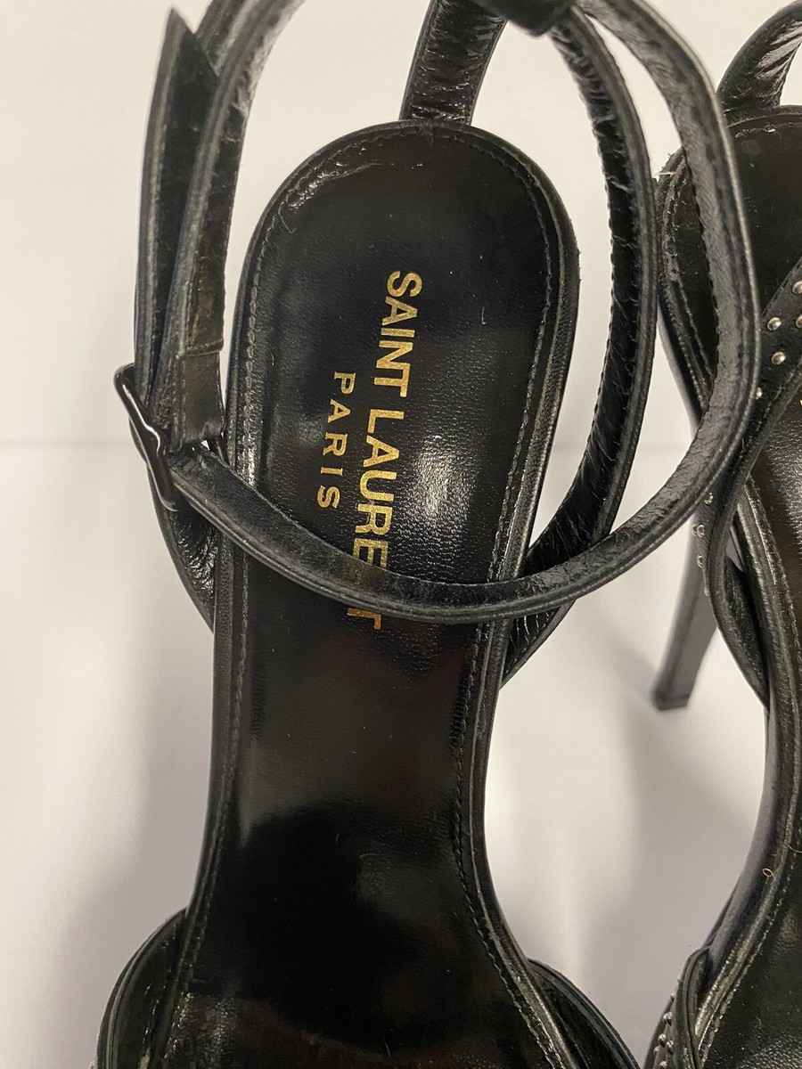 YSL Saint Laurent Ankle Strap Sandals Pumps Studded Heels