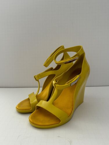 Louis Vuitton Elektroshok Yellow Rubber Wedge Heels Size 36 Charity DS69