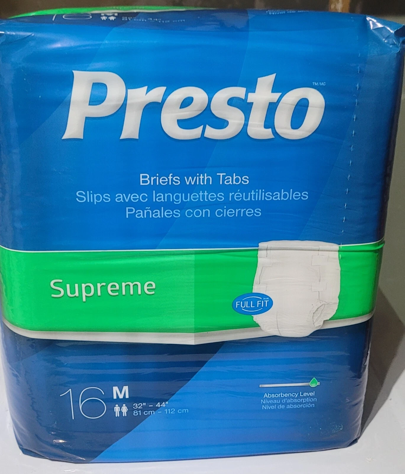 Presto Supreme Couches/Slip d'incontinence Full Fit pour femmes et hommes   Adulte