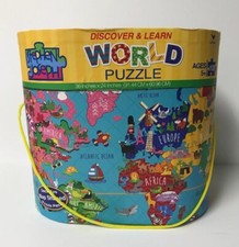 Discover  Learn World Puzzle 100 Piece Ages 5 Map Shaped Puzzle Pieces