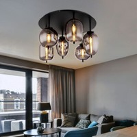 Deckenleuchte Deckenlampe Esszimmerlampe Rauchglas Schlafzimmerleuchte Schwarz