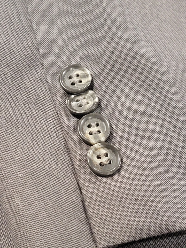 (L 40-42) Men's Tasso Elba Tailored Fit Blazer Gray Wool Blend Sport Coat - Imagem 4 de 4