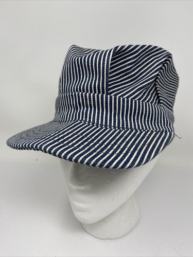 Vintage Railroad Cap Hat Hickory Stripe 
