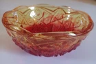 VINTAGE Beautiful  Large Red To Orange Depression Glass Bowl 8" Wide 3.5" tall