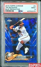 2018 TIM BECKHAM BLUE REFRACTOR TOPPS CHROME #3 PSA 9