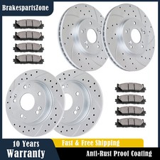 Fit for Honda Accord 08-17 Front Rear Brake Rotors Brake Pads Drilled Slotted