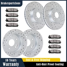 Fit for Honda Accord 08-17 Front Rear Brake Rotors Brake Pads Drilled Slotted