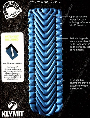 ALMOHADILLA DE DORMIR INFLABLE PARA CAMPAMENTO KLYMIT STATIC V LIGERA - AZUL MARINO - Imagen 4 de 5
