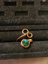 Beautiful One Of A Kind Handmade Copper Ring With Green Bead