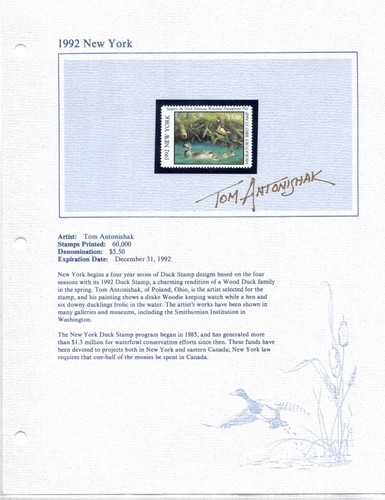US 1990-1992 STATE DUCK HUNTING STAMPS COLLECTION OF 10 ALL AUTOGRAPHED - Picture 3 of 10