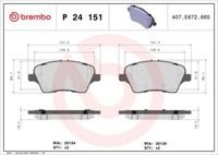 Brembo P 24 151X Bremsbelagsatz, Scheibenbremse FüR Ford