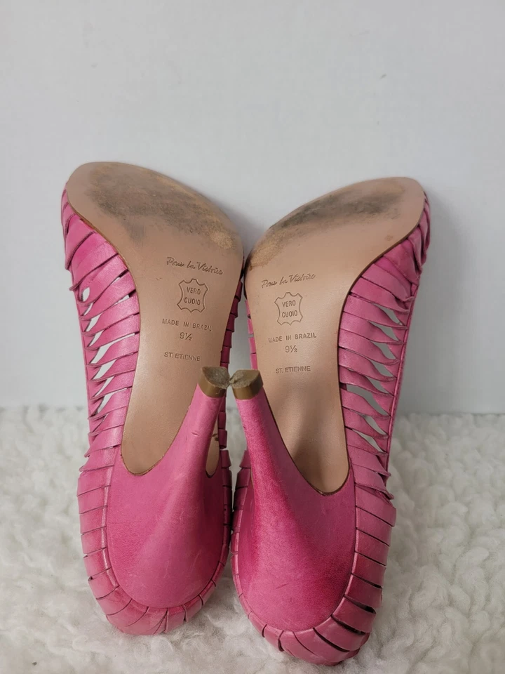 PLV Pour La Victoire Cenya 9.5 Azalea Rosa Naranja Cuero Tobillo Corbata Tacones Foto 3 de 4