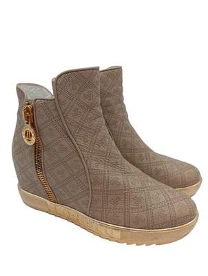 LORIBLU Keil-Stiefeletten Damen Stiefeletten Gr. DE 37 wollweiß Casual-Look