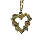 Vintage Gold Tone Floral Heart Necklace – Romantic Statement Costume Jewelry