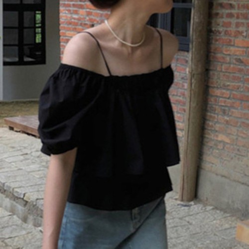 Women Elegant Off Shoulder Puff Sleeve T Shirt Perfect for Summer Fashion - Picture 5 of 21