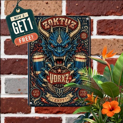 Kaiju Monster Beer Brand Metal Sign Retro Bar Pub Tavern Garage Cave Wall Decor