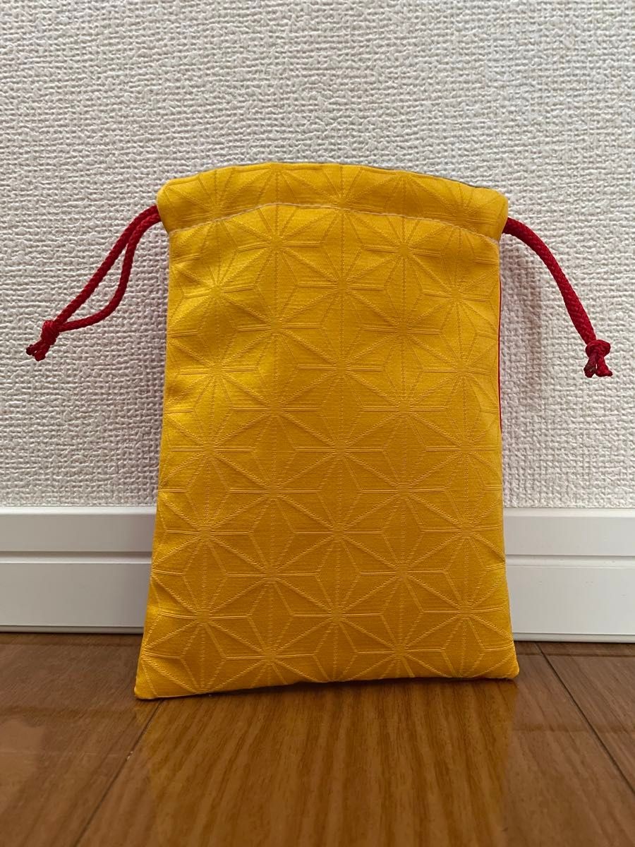 Drawstring bag kimono obi remake string red - image 2