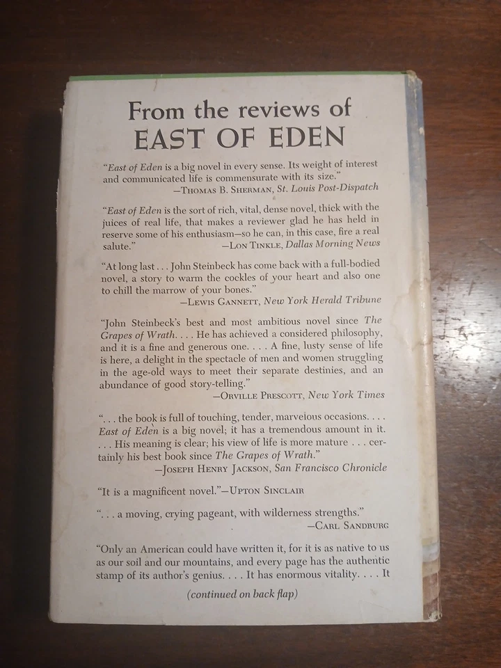 East Of Eden by John Steinbeck 1952 Sears Readers Club Edition Hardcover w/ DJ - Image 2 of 4